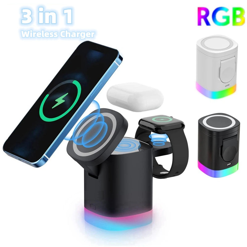 3 In 1 Magnetic Wireless Fast Charger - Tech Solutions