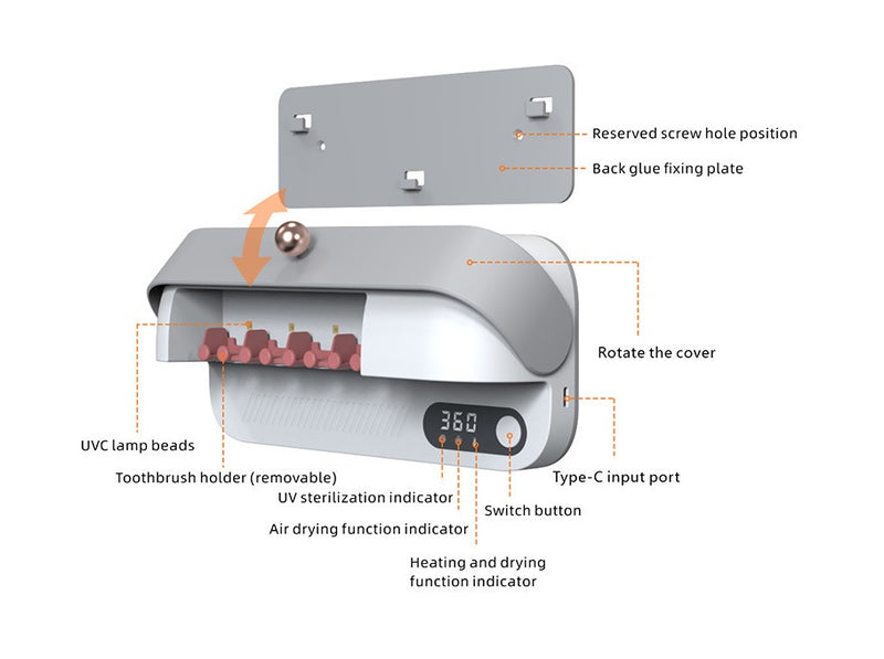 Smart Wall-mounted  Sterilizer Toothbrush Holder - Tech Solutions