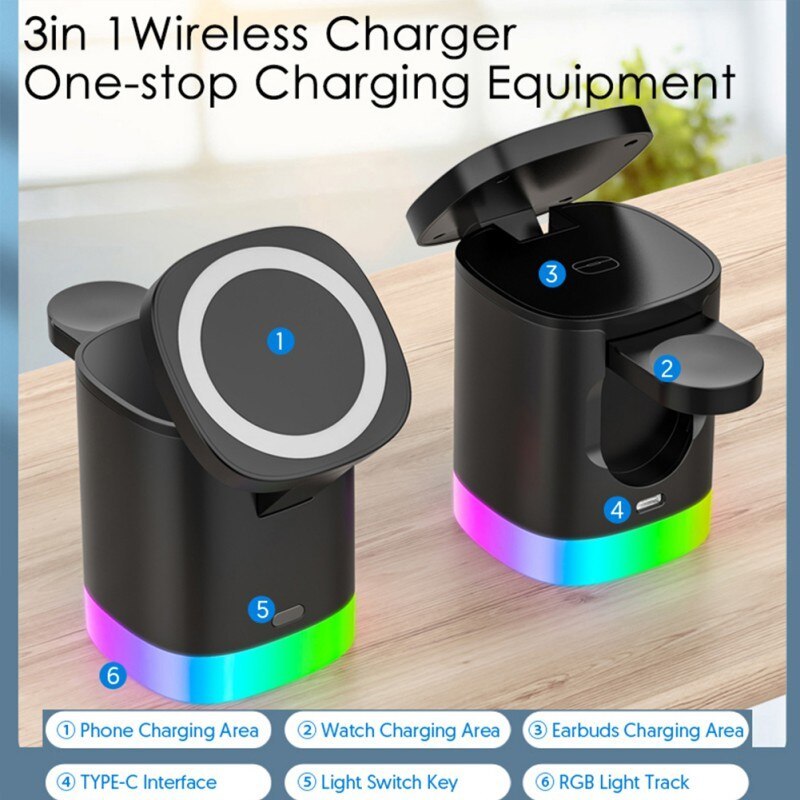 3 In 1 Magnetic Wireless Fast Charger - Tech Solutions